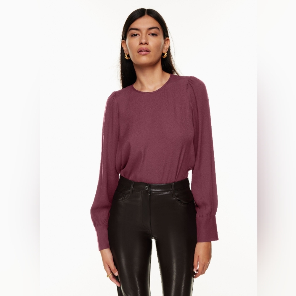 Aritzia Wilfred Clarissa Blouse Burgundy Size Lg